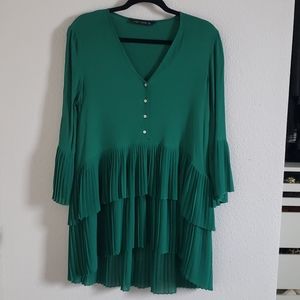 Green Pleated Women's Top
